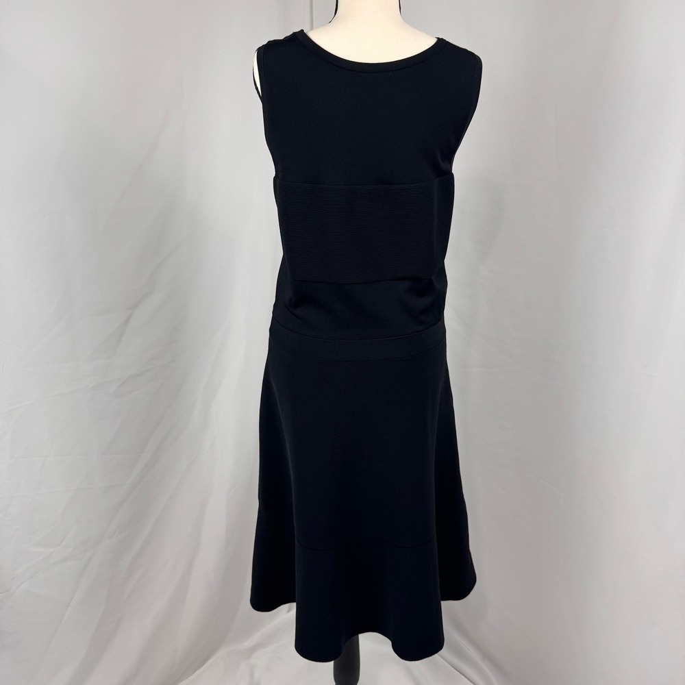 Halogen Fit and Flare Dress Women Large Black Ribbed Knit Sleeveless LBD - Picture 2 of 11